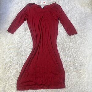 Love Chelsey Womens 3/4 Sleeve Dress Red XL Knee Length Stretch